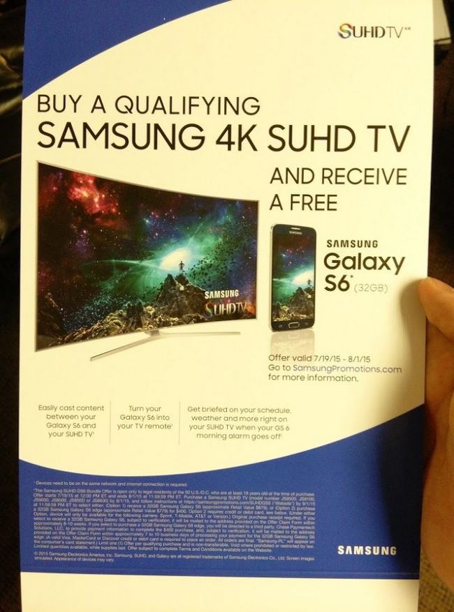 Fotografía - [Mise à jour: Il est Live] Samsung va bientôt annoncer une promotion offrant un Galaxy gratuit S6 avec l'achat de 4K SUHD TV